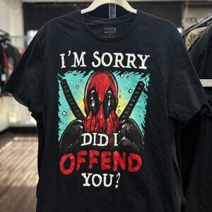 Vintage Deadpool Marvel T-Shirt Men’s Large | “Did I Offend You?” Black Graphic